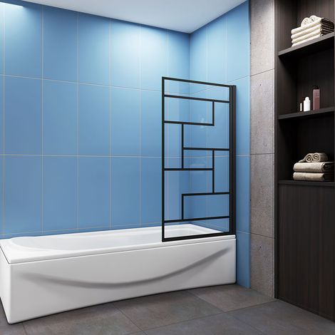 Aica 800x1400mm matt black frame unique design Pivot Shower Bath Screen