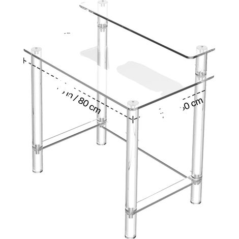 Mesa acrílica, diseño de dos niveles, altura ergonómica, 2 tercios (1/2)