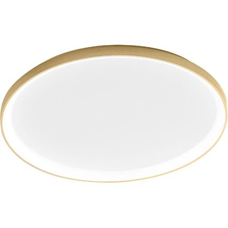 Krizia - Plafonnier Led 80W Dimmable, 5800Lm, 3000K, Diffuseur Opale, Aluminium Or Brossé, D70 Cm, Style Moderne, Ip20 (1/4)