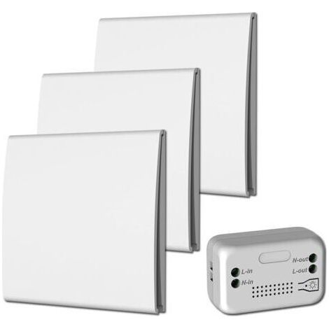 BUNTHAUS Aimoonsa – Interrupteur sans fil à énergie mécanique – Contrôle sans câblage ni piles – Portée jusqu'à 200 m – Récepteur 10A 2200W compact