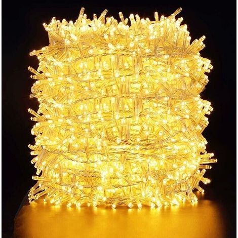 Extra lange 100 m Lichterkette mit 500 LEDs, wasserdicht für drinnen und draußen, 8 Modi, warmweißes Kabel zum Einstecken, ideal für sommerliche Baumdekoration - LIAIKI
