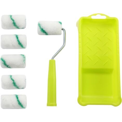 QORVA-Mini rouleau de peinture avec poignées, lot de rouleaux de peinture, rouleau de peinture professionnel, bac à peinture, 1 rouleau de peinture, 1 bac à peinture, 6 rouleaux de filtre, mini pincea