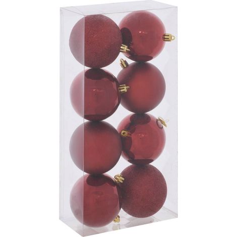 Set di 8 palline di natale in plastica color granato, diametro 70 mm - Feeric lights & christmas (1/5)