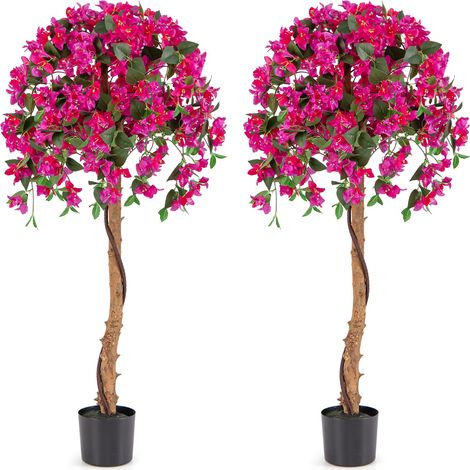 COSTWAY 1/2 Albero di Azalea Artificiale da 135 CM, Pianta Finta in Vaso con 576 Fiori, 288 Foglie e Tronco in Legno, Pianta Decorativa Alta da Interni per Casa e Ufficio, Rosa (2) (1/5)