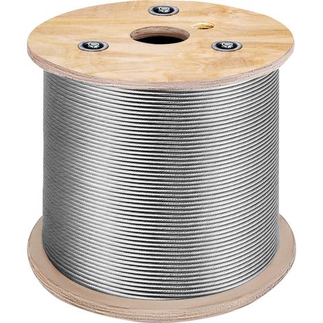 Cable Inox 150 m Câble Métallique Acier Inoxydable 4,76 mm mm Bobine Fil de Suspension 7x19 Brins Résistance à Rupture 1678 kg pour Rampes d'Escalier Corde à Linge Suspendre Guirlande Lumineuse (1/5)