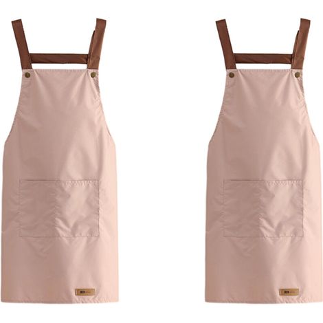Bardusch - Tablier de cuisine imperméable à bavette ajustable en 2 pièces avec 2 poches, couleur unie (1/5)