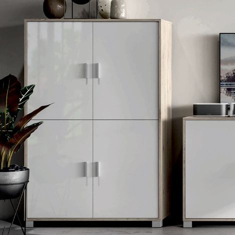 Aparador 4 puertas moderno mueble de almacenaje para salón Maray - Blanco