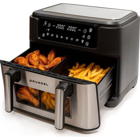 Freidora de Aire Grunkel DualFlexiFryer 9L 2400W Doble Cesta Sync