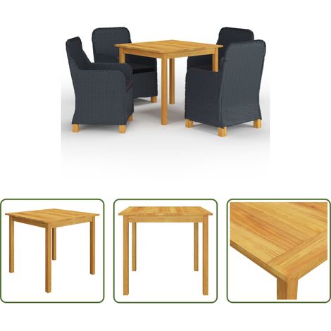vidaXL Salle à manger extérieure - Ensemble à manger de jardin 5 pcs Gris foncé (1/5)