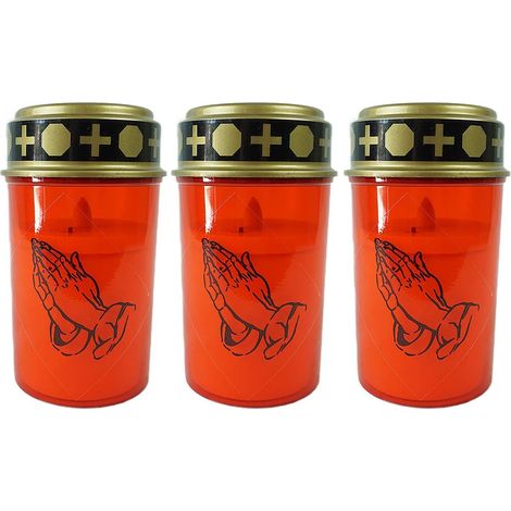 Lampe funéraire LED rouge 3 bougies combustion prolongée