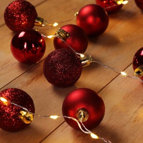 Guirlande de Noël Boules et LED sapin 2m ROUGE (1/5)