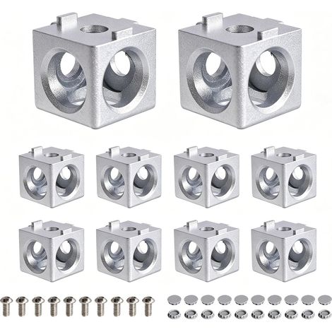 Lot de 10 Connecteurs d Angle 3 Voies en Cube pour Profil Aluminium 2020 (1/5)