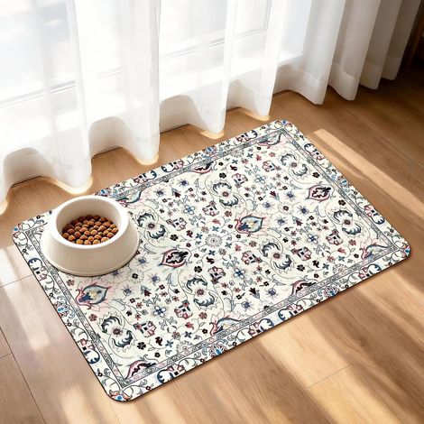 Tapis d'alimentation pour Chien, Tapis Super Absorbant 30x50cm  Tapis De Sol Antidérapant Pour Animaux De Compagnie, Anti-Taches, à Séchage Rapide, Distributeur D'Eau Pour Chien Et Chat (1/5)