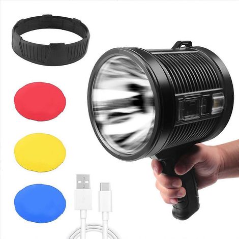 Faro ricaricabile, faro a LED da 100.000 lumen, torcia portatile di grandi dimensioni, luce esterna super luminosa. (1/4)