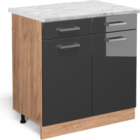 Mobiletto base per cucina R-Line, Antracite lucido, 80 cm PL Marmo, Vicco (1/5)