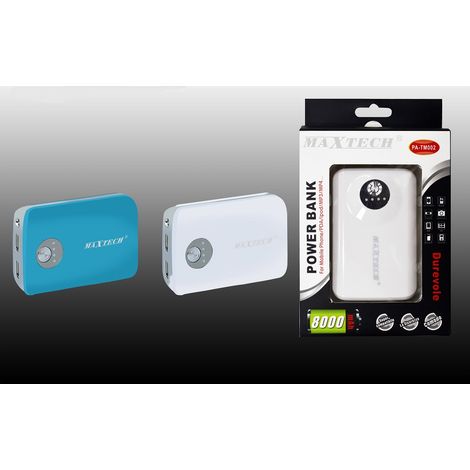 Trade Shop - MAXTECH POWER BANK AKKU 8000 MAH LADEGERÄT SMARTPHONE IPOD MP3 MP4 2USB PA-TM002 -