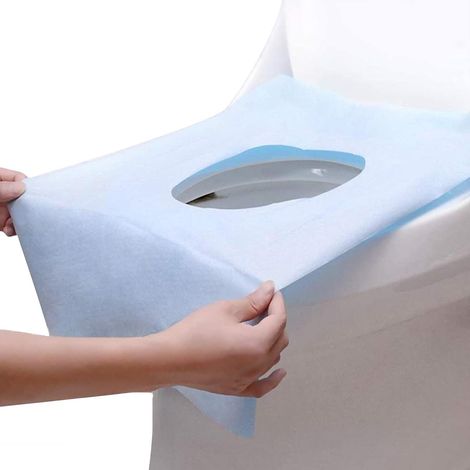 Einweg-Toilettensitzbezüge – 50 Stück – Zellulosepapier – wasserdicht und rutschfest – ideal für Reisen und Camping – 40 x 60 cm (1/5)