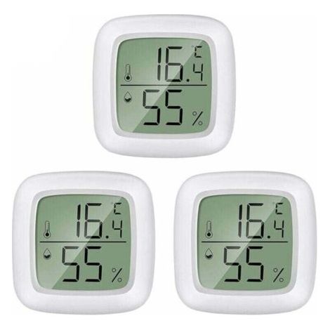 3pcs - thermomètre électronique et hygromètre de haute précision avec aimant intégré et ruban adhésif double face. Best-seller Amazon, mini pour intérieur (1/5)