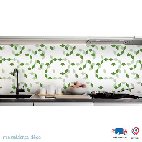 Crédence : Cubes et couleurs 1 - Couleur Vert jaune - Alu composite - 60 - 120 (1/3)