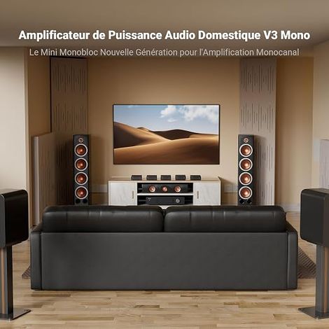 Amplificateur de Puissance pour Haut-Parleurs Audio Domestiques, Mini Ampli Monobloc Classe D avec TPA3255, Composant Récepteur AVR 240W, Entrées Symétriques RCA/XLR avec 48V/5A (1/4)