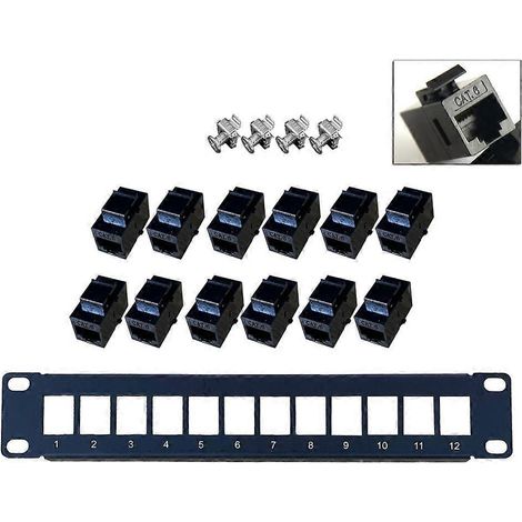 Ethernet-Patchpanel CAT6 12-Port RJ45 Wand- und Rackmontage Keystone-Buchsenmodul