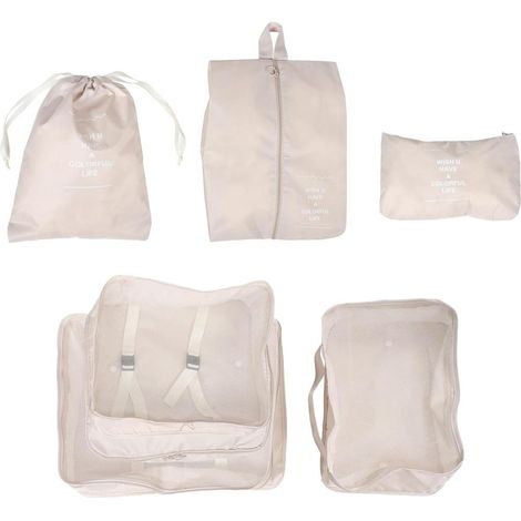 Organisateur Polyvalent pour Vêtements Tri et Protection – 7 articles Pochettes de Rangement Beige pour Valise en 290 (1/5)