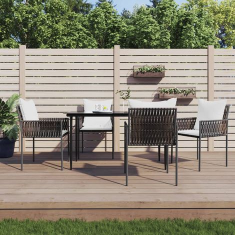 5 pcs Ensemble à manger de jardin,Salon de jardin Mobilier de salle à manger coussins résine tressée acier HH29367 (1/5)