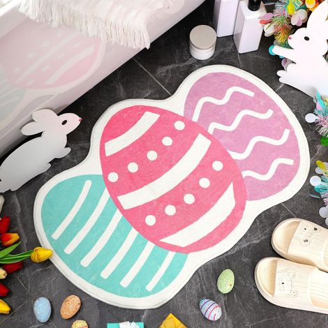 Tapis De Salle De Bain - Ronde - Non Glissant - En Microfibre - Pour Décoration De Pâques - 70 X 50 Cm (1/3)