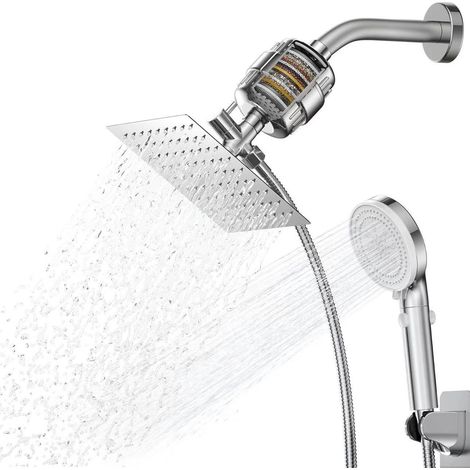 Hochdruck-Duschset mit Wasserfilter, freihändigem Duschkopf und Deckenduschkopf für Badezimmer (1/5)