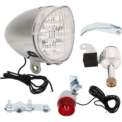 Set rétro éclairage vélo professionnel kit phare LED avant et feu arrière avec dynamo pour modification DIY (1/5)