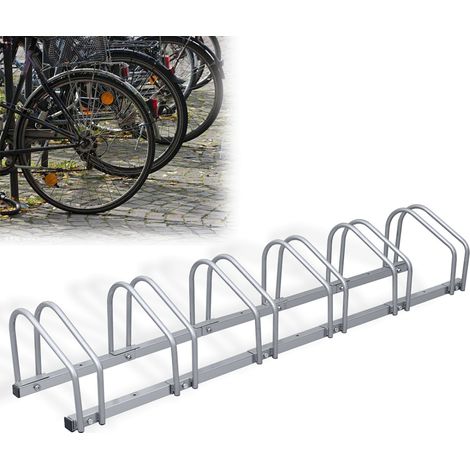 Wolketon Portabiciclette per 6 biciclette - Acciaio zincato - Fissaggio pavimento e muro - Risparmio spazio e Robusto