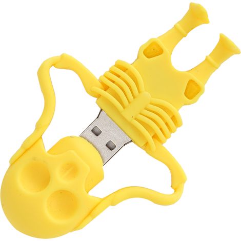 Clé USB Crâne Jaune Dessin Animé 64 Go - Stockage Rapide pour Transfert de Données