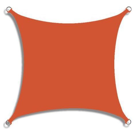 Voile d'ombrage carrée, voile d'ombrage imperméable, protection UV à 95%, respirante et coupe-vent, adaptée à la toile de jardin extérieure de balcon de terrasse de gazebo, orange, 2x2 mètres (1/5)