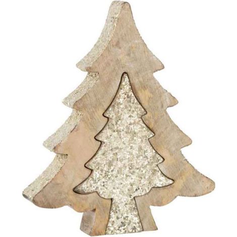 Statuette Déco "Puzzle Arbre de Noël" 30cm Naturel (1/2)