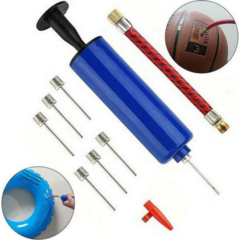 10 pcs pompe à ballon, pompe à bille manuelle avec tuyau flexible, 7 aiguilles en acier inoxydable, adaptateur valve conique, pour ballons de football, basket, volley, rugby et handball (1/4)