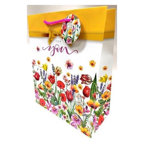 Borsa decorativa opaca 26x32x12cm con fiori selvatici