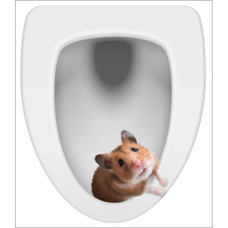 White PVC 3D Mouse Toilet Seat Sticker, Removable Wall Decal, Leaves No Residue, Protects Bathroom Decorative Surfaces (1/5)