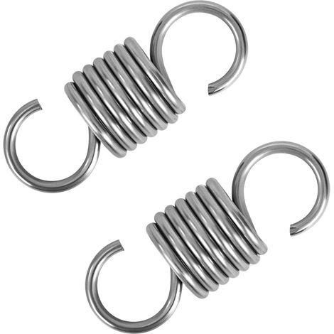 2 Pièces - Ressort De Traction - Ressort En Acier Inoxydable - Avec Double Crochet Pour Tentes Et Trampolines - Argenté - 50x20mm (1/5)