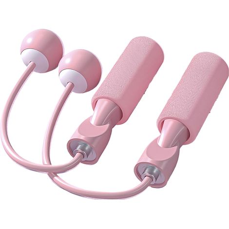 Corde à sauter sans fil, poignée lestée antidérapante, mousse confortable, légère, fitness, rose
