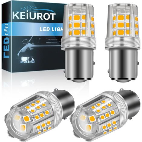 1157 Car LED Bulbs 2357 7528 Yellow Replacement for Car LED Turn Signal Bulb BA15S Rear Lights Parking Lights Brake Lights Amber 2835 39SMD 12V-50V (4PCS) (1/5)