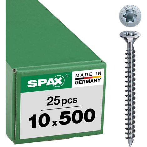 Vis construction bois, 10 x 500 mm, 25 pièces, Tête centrante, Tête fraisée, T-STAR plus T50, Pointe CUT, WIROX (1/3)
