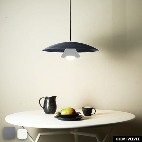Lampe de suspension en velours - OLEMI VELVET  GRIS - BLANC (1/2)