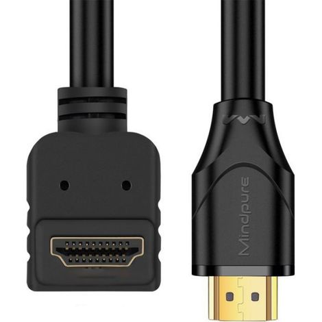Câble HDMI Haute Définition Coudé Vers le Haut - Connectez PS4, PC, TV, Box et Projecteurs - Noir 3 m (1/4)
