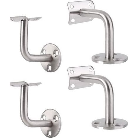 4PCS Inoxydable Supports, Support Mural en Acier Inoxydable,Support Mural Fixation Tringle,Balustrade Murale Support de Tube 90°,pour Mur Intérieur Loft Main Rampe Escalier Support. (1/5)