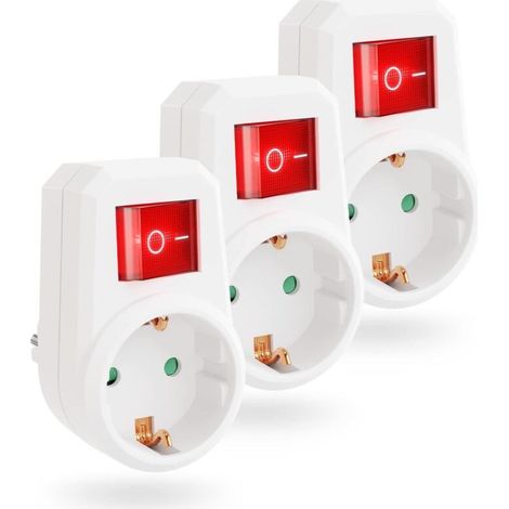 Greate Adaptateur de Prise Avec Interrupteur 3x - Prise Électrique Avec Disjoncteur et Interrupteur