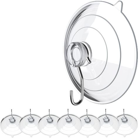Transparente Saugnapfhaken, 6 cm, Metall, 3,2 kg, 8er-Packung