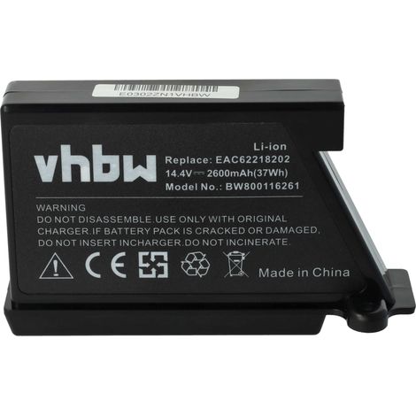 vhbw Akku Ersatz für LG EAC62218202 für Staubsauger Schwarz (2600 mAh, 14,4 V, Li-Ion)