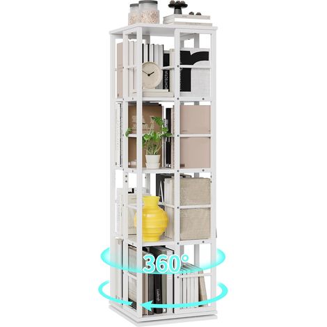 Bibliotheque rotative 360° metal blanc 40x40x137 cm (1/5)