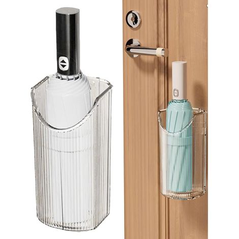CCYKXAGenerisch mbrella Stands Porte-parapluie mural transparent pour entrée intérieure, sans perçage, élégant seau à parapluies en PET, boîte 8,4 x 7 x17cm (1/5)