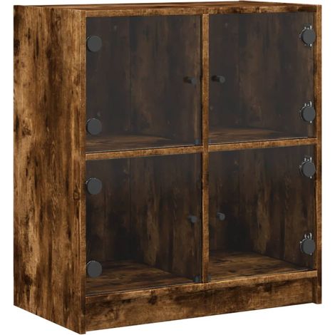 Maison Exclusive - Mobile con Ante in Vetro Rovere Fumo 68x37x75,5 cm
